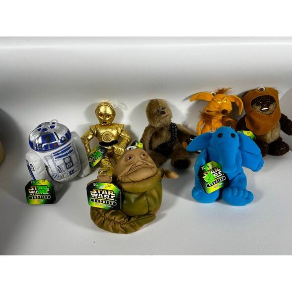 Vintage 1997 Star Wars Buddies Beanie Plush Lot of 7 Kenner Figures - R2-D2 - Picture 1 of 9